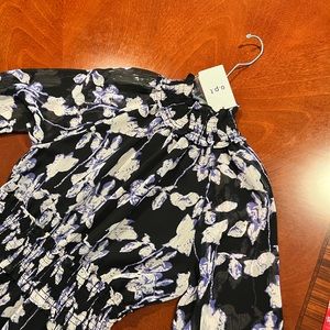 NWT OPT Beautiful floral dress in black with purple accents flowers.